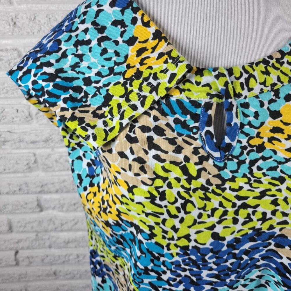 Rafaella Studio 2X Plus Blue Watercolor Knit Top 3/4 Sleeve Keyhole WAT70E - Picture 5 of 10